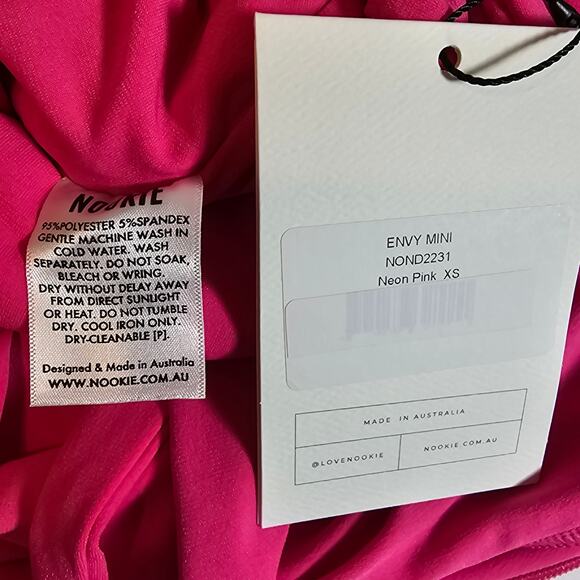Nookie Womans size XS Envy Long Sleeve Mini Dress Gown in Pink Jersey Knit NEW - Picture 7 of 8